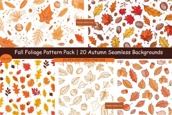 20 Autumn Foliage Seamless Patterns