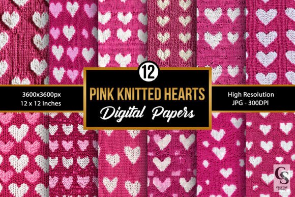 Bright Pink Knitted Heart Patterns