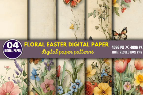 Floral Easter Digital Paper Patterns 12