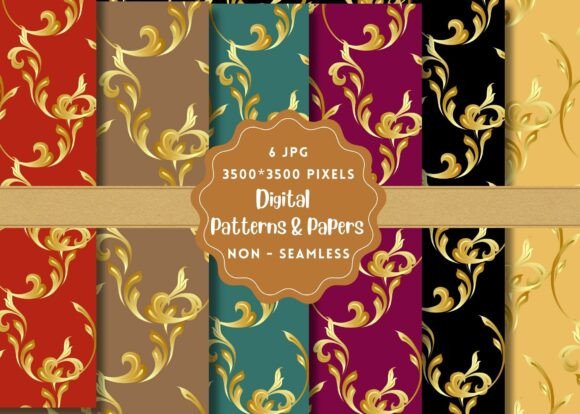 Gold Ornate Digital Paper Patterns: A Versatile Tool for Creative and Commercial Projects