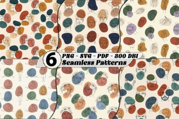 One Line Portrait Seamless Patterns SVG: Elevate Your Design Projects with Effortless Tiling