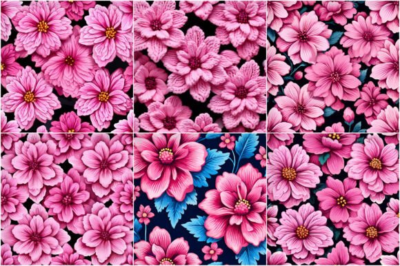 Pink Knitted Flowers Patterns: Cozy Design Assets