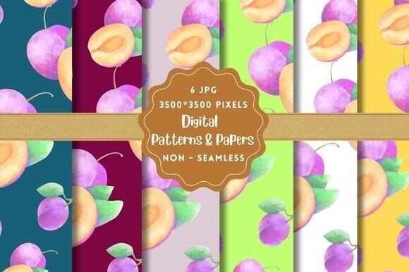 Plums Digital Paper Patterns: High-Quality JPGs for Creative Projects