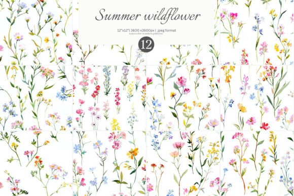 Soft Watercolor Wildflower Patterns for Elegant Design Projects