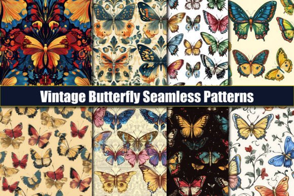 Vintage Butterfly Seamless Patterns