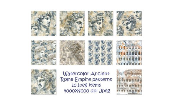 Watercolor Ancient Rome Empire Patterns