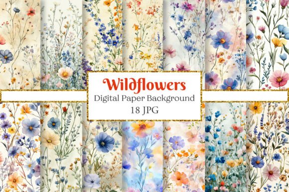 Watercolor Pastel Wildflowers Patterns: A Versatile Digital Design Resource