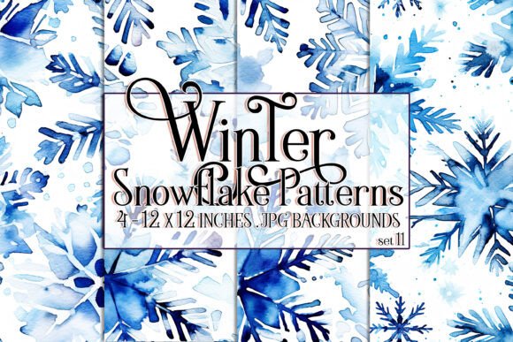 Watercolor Winter Snowflake Patterns 11: Elevating Digital and Physical Crafts with Seamless Elegance