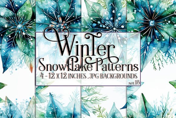 Watercolor Winter Snowflake Patterns 15
