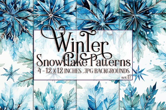 Watercolor Winter Snowflake Patterns 17