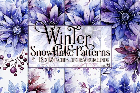 Watercolor Winter Snowflake Patterns 21
