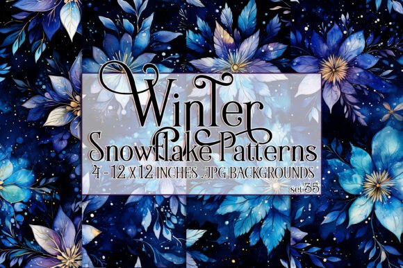 Watercolor Winter Snowflake Patterns 35