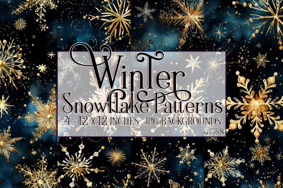 Watercolor Winter Snowflake Patterns 38