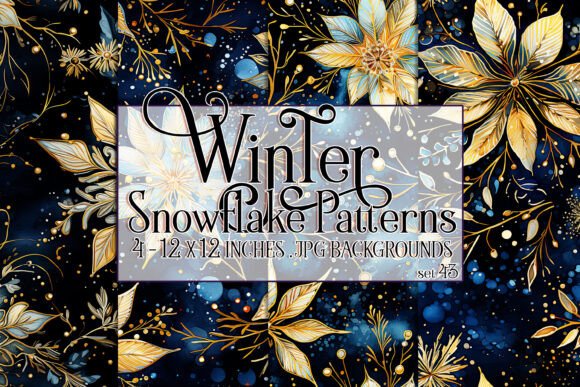 Watercolor Winter Snowflake Patterns 43