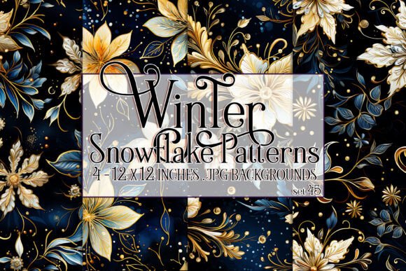 Watercolor Winter Snowflake Patterns 45
