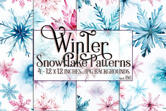Watercolor Winter Snowflake Patterns 56